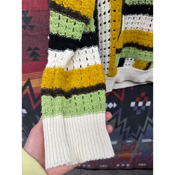 BDG Unisex UO Striped Knit Hoodie Sweatshirt Urban Outfitters Boho Hippie - Picture 6 of 8